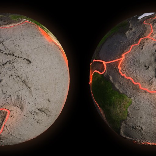 two views of the earth from different angles.