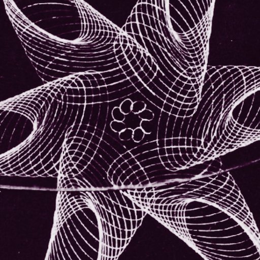 Geometric abstract design featuring overlapping white wireframe curves forming a symmetrical star shape on a black background, evoking the cosmic elegance of the big bang.