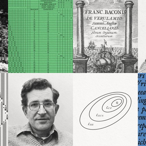 A juxtaposition of photos featuring individuals reflecting the philosophy of science through a book.
