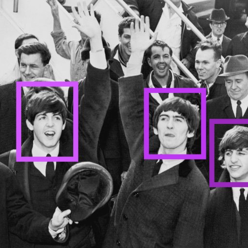 The demixed Beatles are shown in a crowd of people at the Hollywood Bowl.