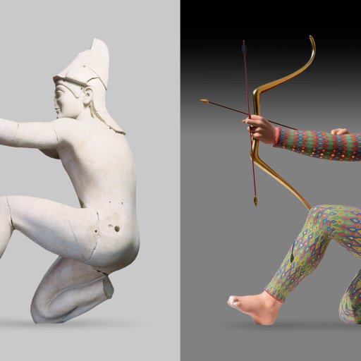A Greek statue of a man with a bow and arrow.